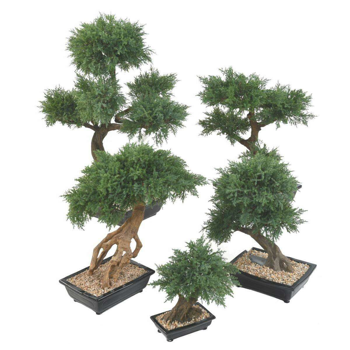 Bonsaï Juniperus artificiel en coupe - plante synthétique intérieur - H.75cm