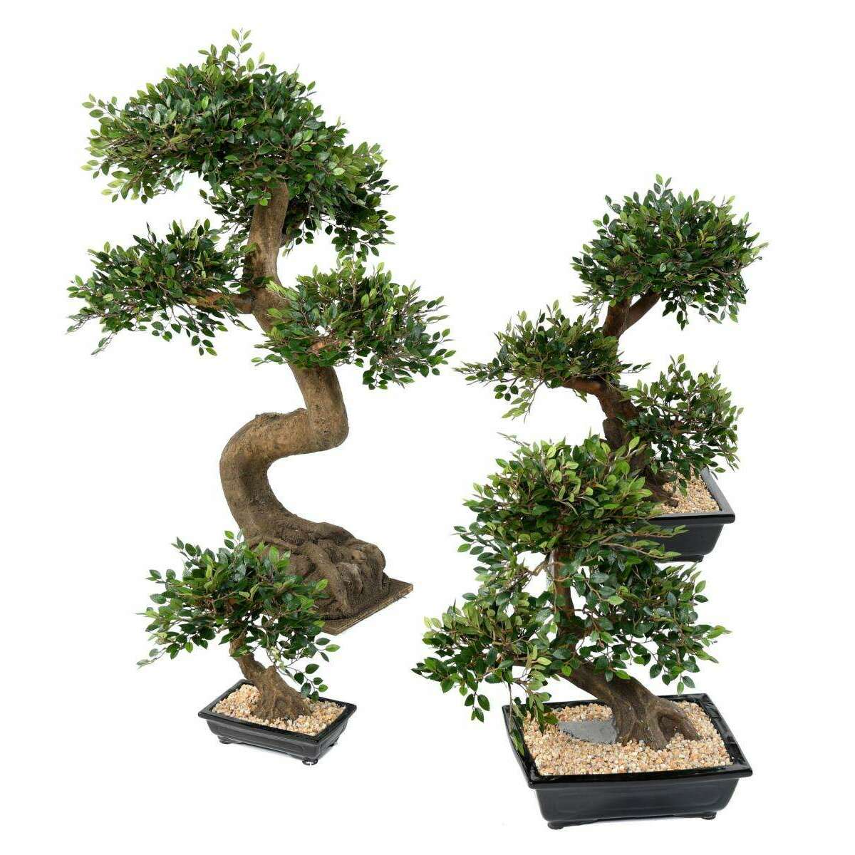 Bonsaï Orme artificiel coupe avec gravier - plante synthétique intérieur - H.30cm