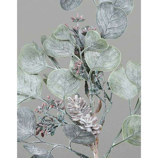 Branche artificielle Eucalyptus mini pomme de pin - création de bouquet - H.28cm - R3