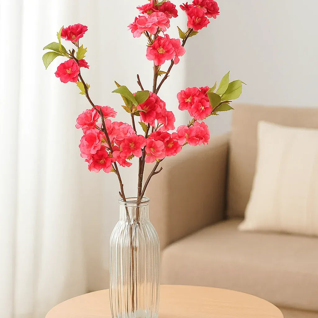 Branche de cerisier artificielle à fleurs fuchsia de 92cm - 57 fleurs