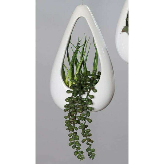 Composition artificielle Succulente à suspendre - Feuillage intérieur - H.22cm vert