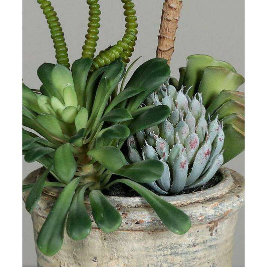 Composition florale artificielle de succulentes en pot - plante d'intérieur - H.25cm