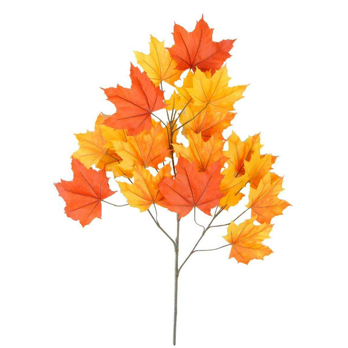 Feuillage artificiel branche de Platane - décoration d'intérieur - H.79 cm jaune rouge L2
