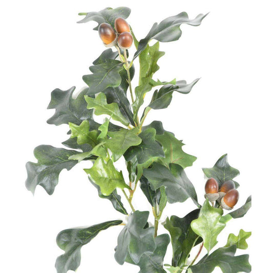 Feuillage artificiel Chêne branche 6 glands - décoration d'intérieur - H.70 cm vert