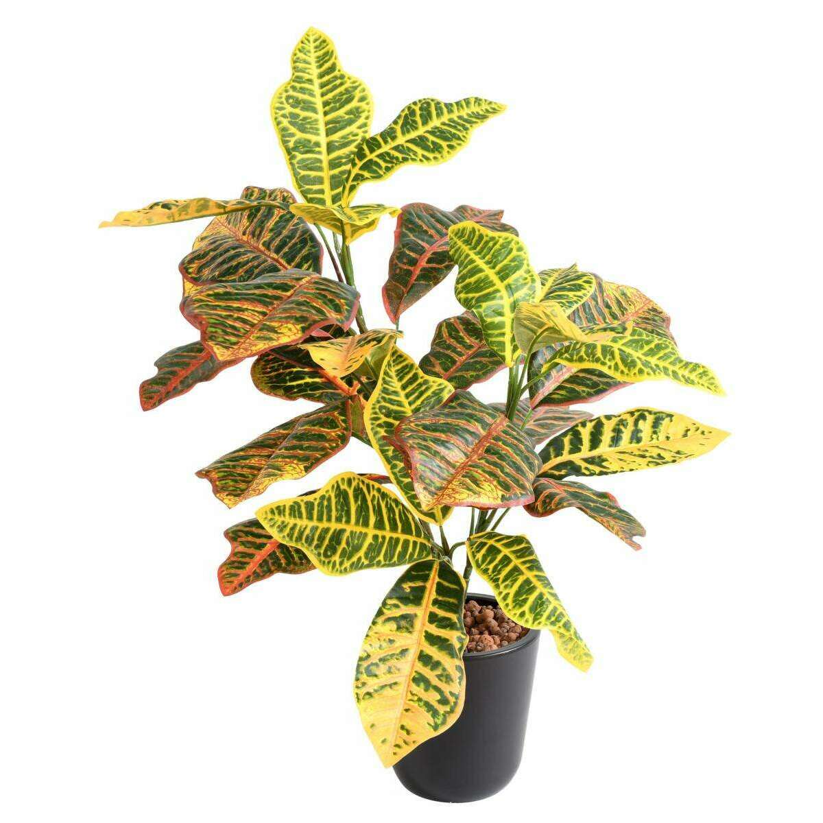 Feuillage artificiel Croton en piquet - plante d'intérieur - H.70cm vert rouge jaune D4