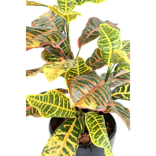 Feuillage artificiel Croton en piquet - plante d'intérieur - H.70cm vert rouge jaune