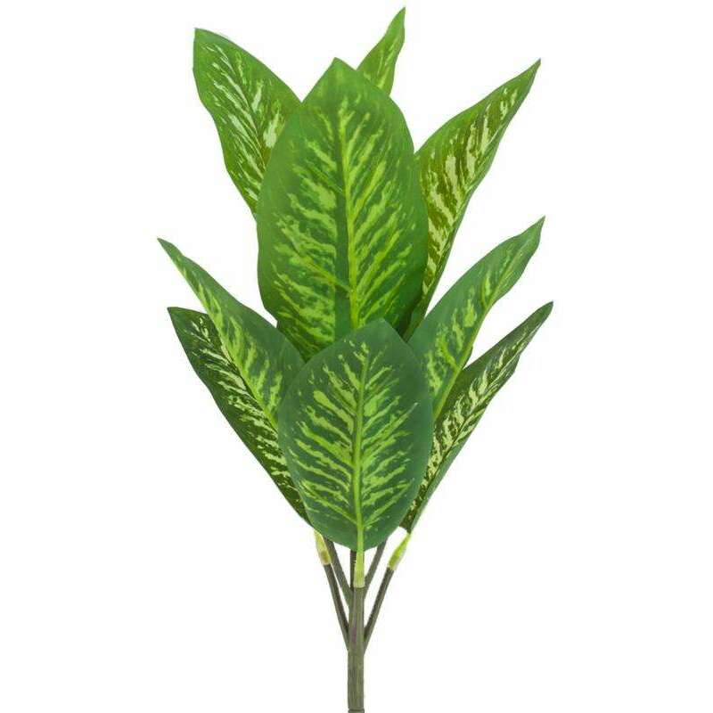 Feuillage artificiel piquet Dieffenbachia mini intérieur 34cm vert