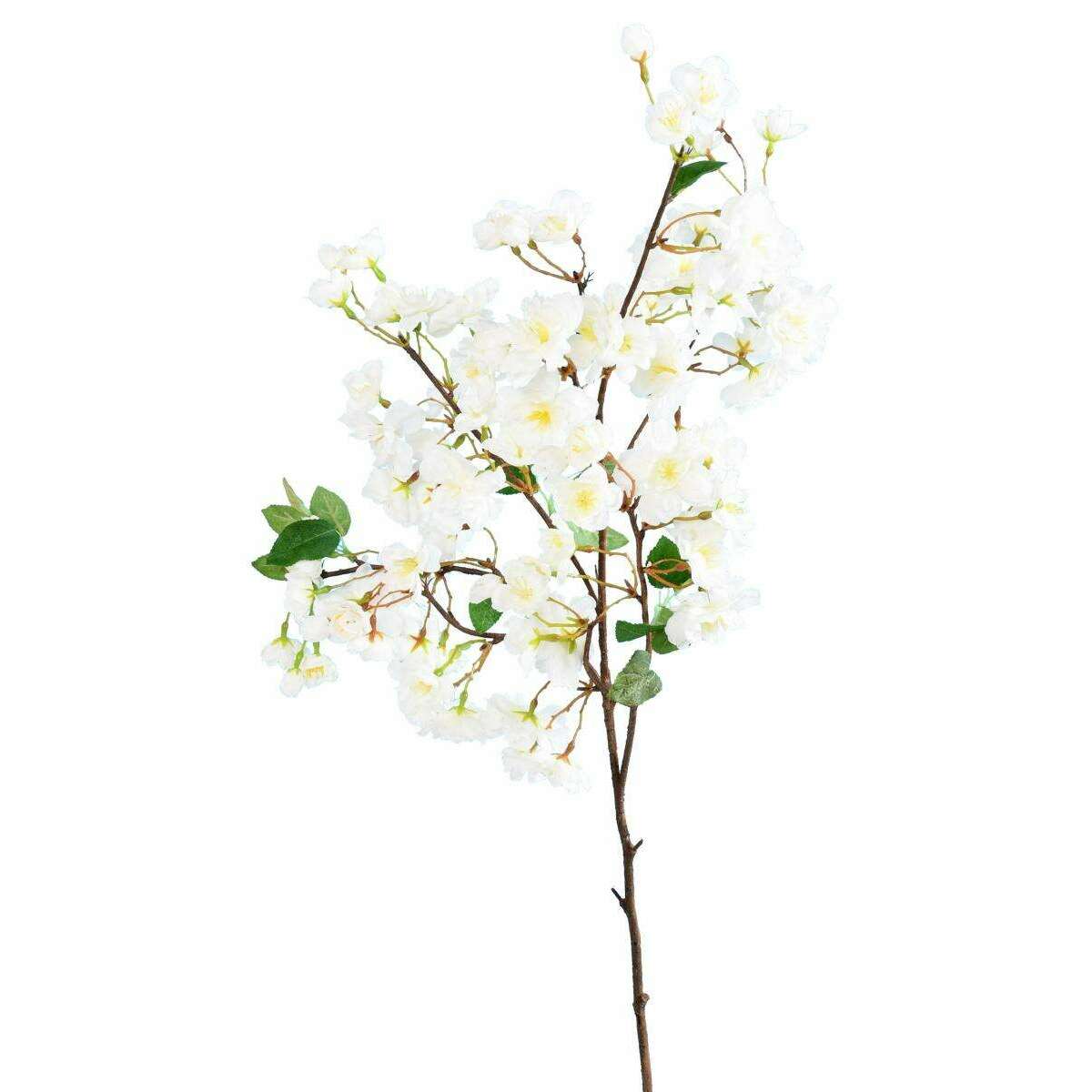 Fleur artificielle branche de cerisier - 85 fleurs 16 feuilles - H.105cm blanc-D1