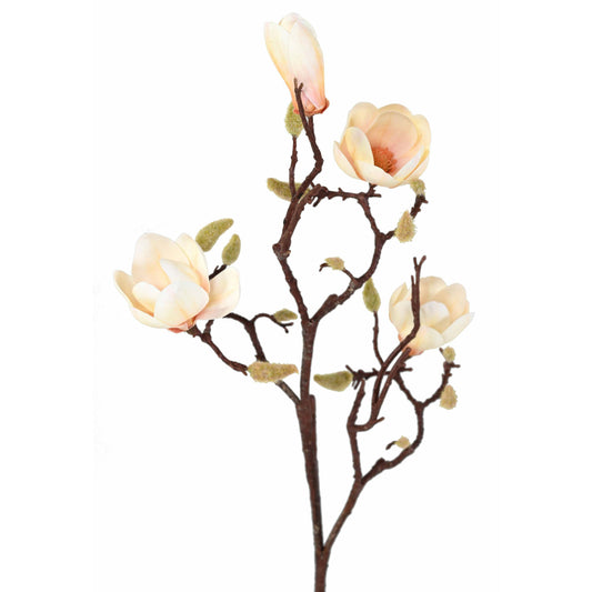 Fleur artificielle branche de Magnolia - création florale intérieur - H.100cm crème
