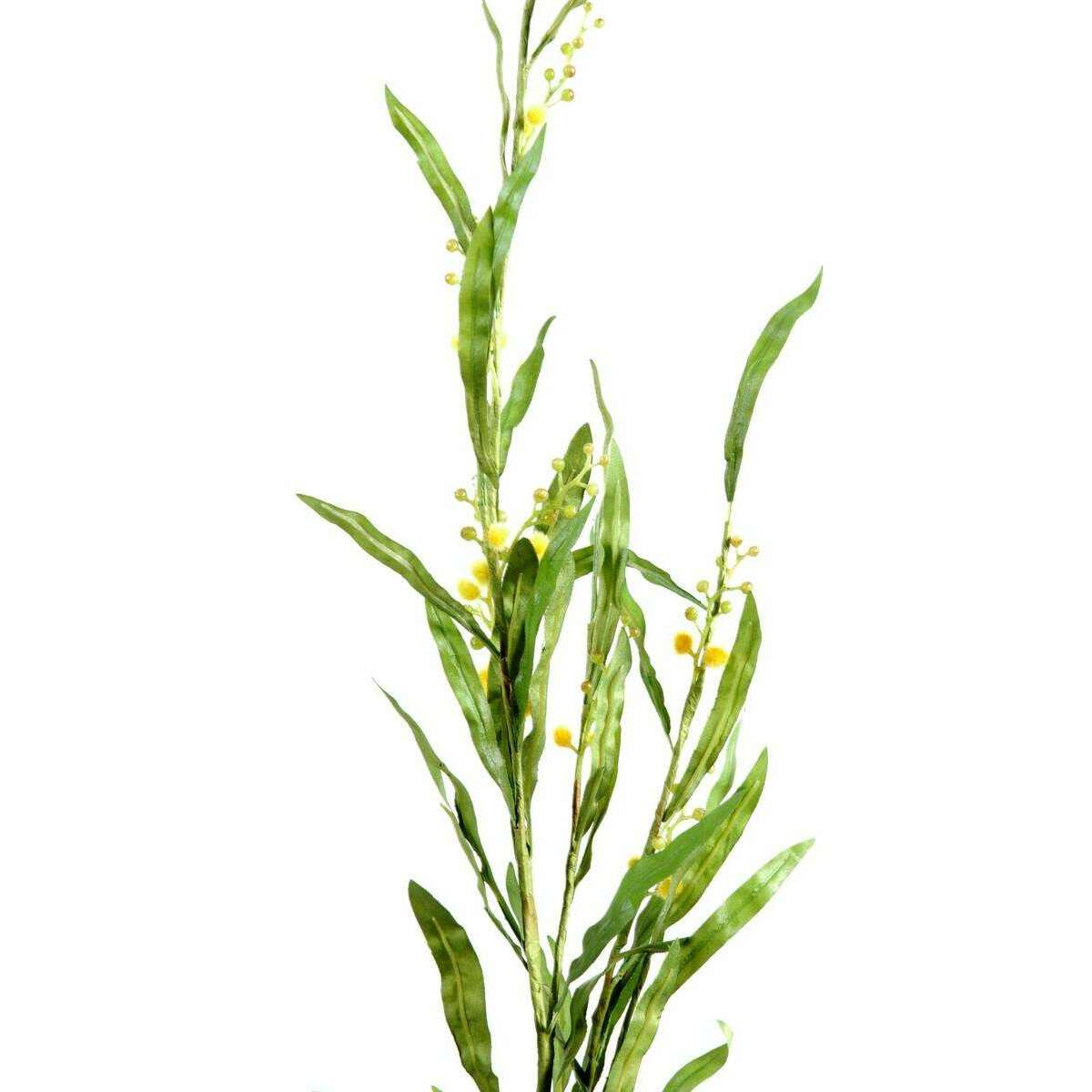 Fleur artificielle branche de Mimosa - création florale intérieur - H.90cm jaune