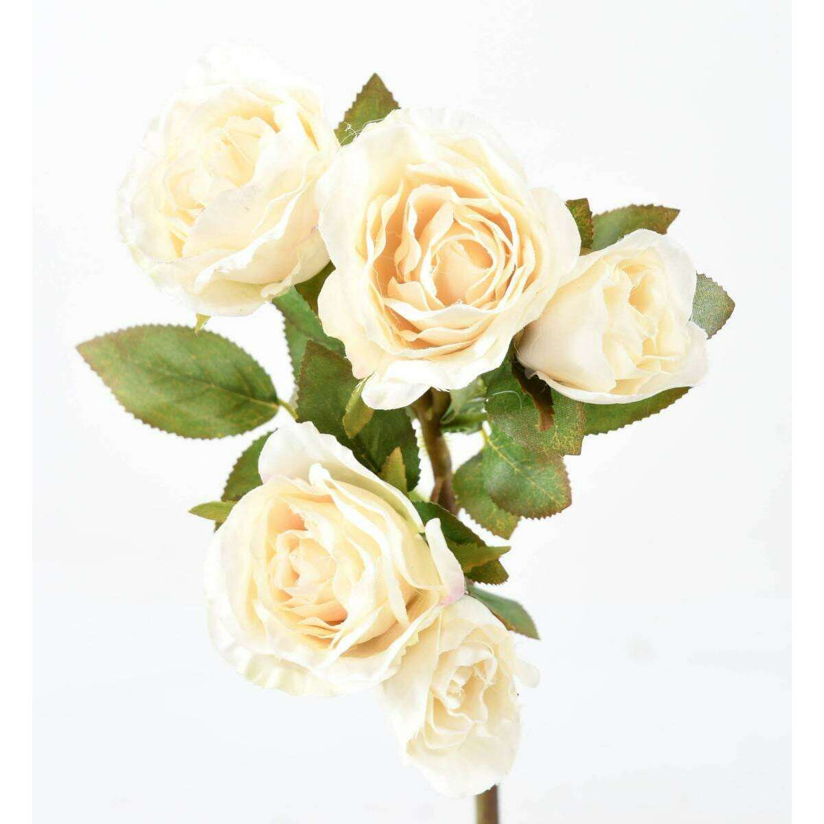 Fleur artificielle coupée rose multi spray - 5 fleurs - H.45cm blanc