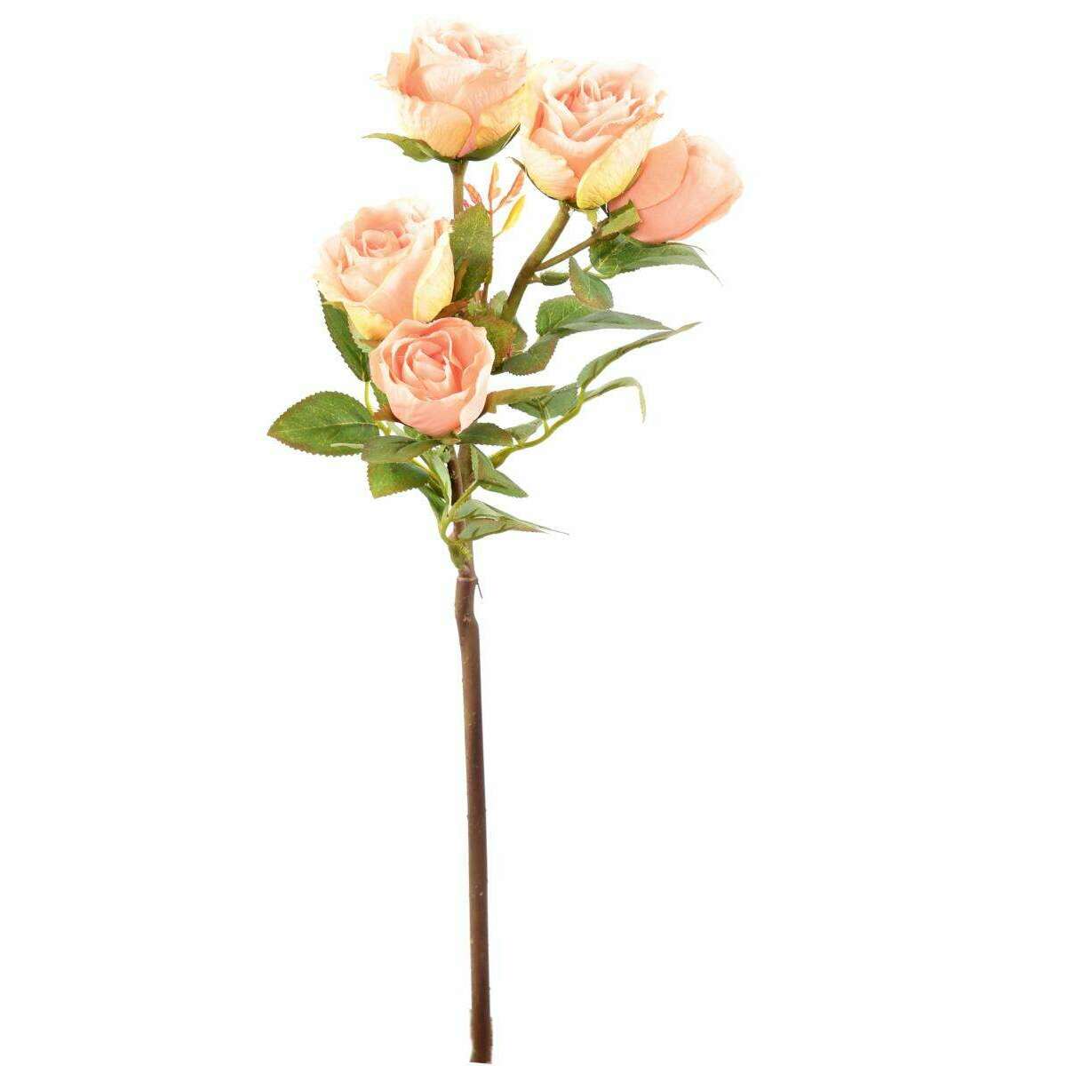 Fleur artificielle coupée rose multi spray - 5 fleurs - H.45cm orange-M4