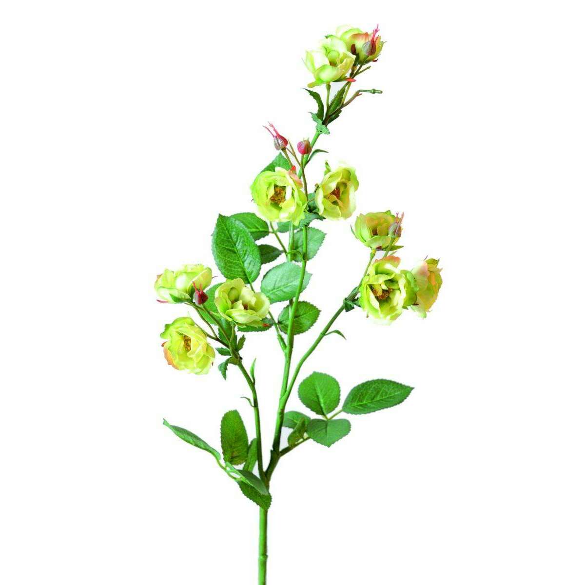 Fleur artificielle coupée rose sauvage - composition florale - H.75cm jaune vert