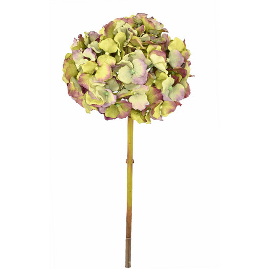 Fleur artificielle Hortensia - création bouquet composition - H.45cm vert/rose