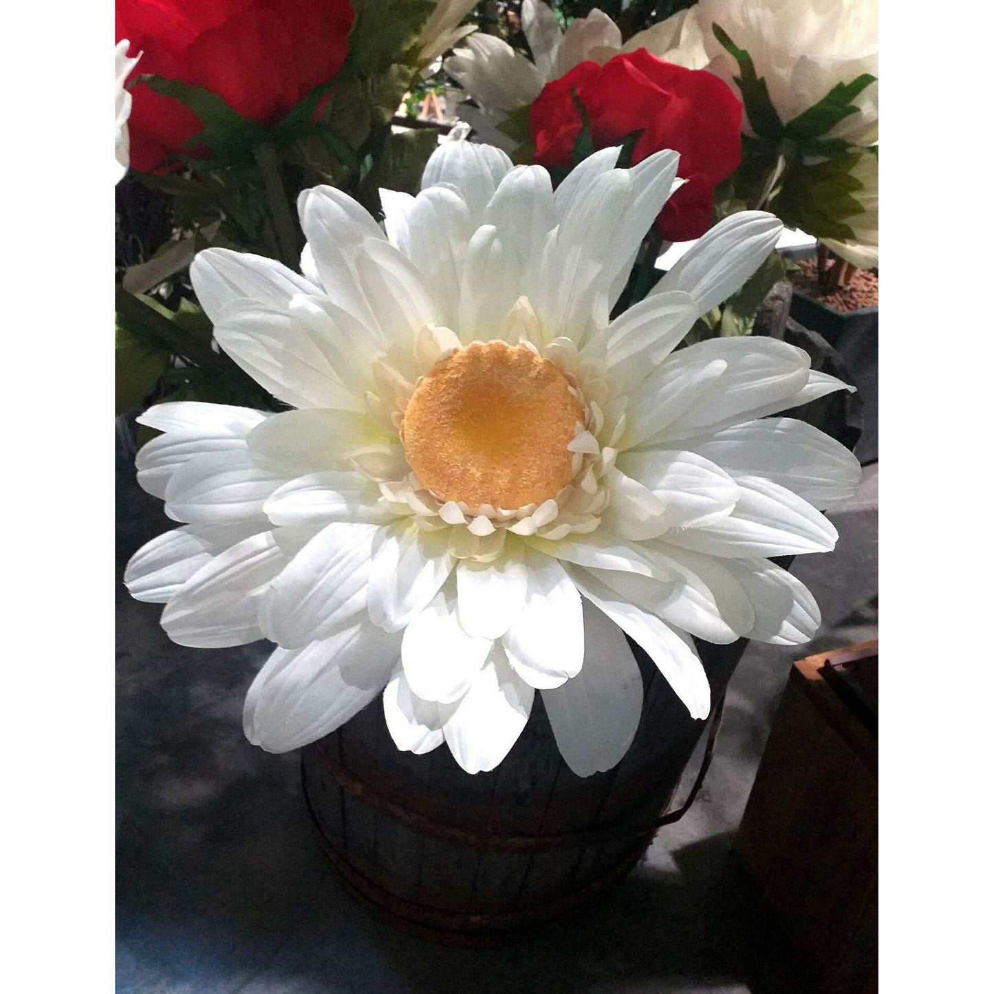 Fleur artificielle Marguerite géante- décoration d'intérieur - H.125cm blanche