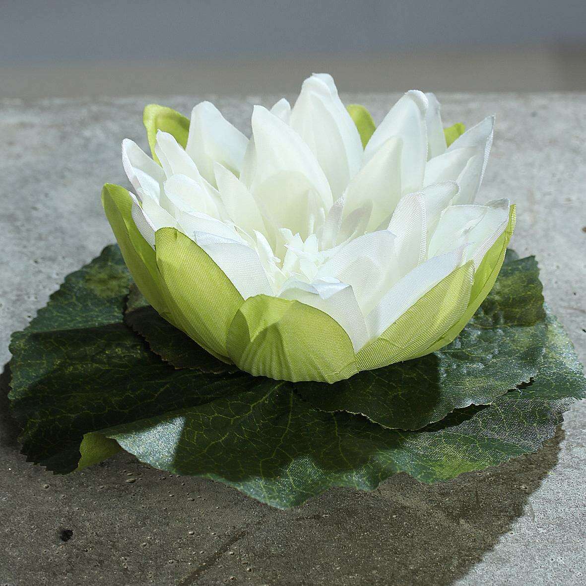 Fleur artificielle Nénuphar Lotus - décoration d'intérieur - Ø.12cm crème