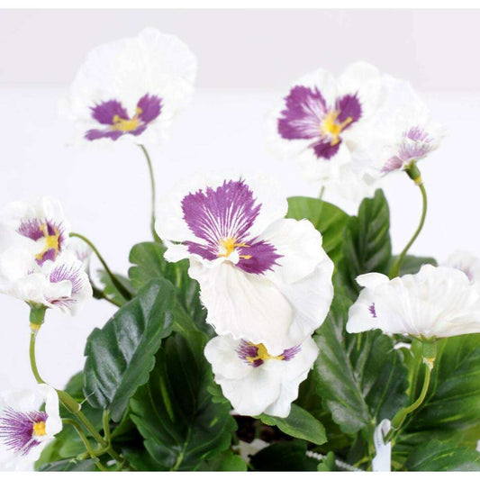 Fleur artificielle Pensée - plante d'intérieur en piquet - H.26cm blanc lavande