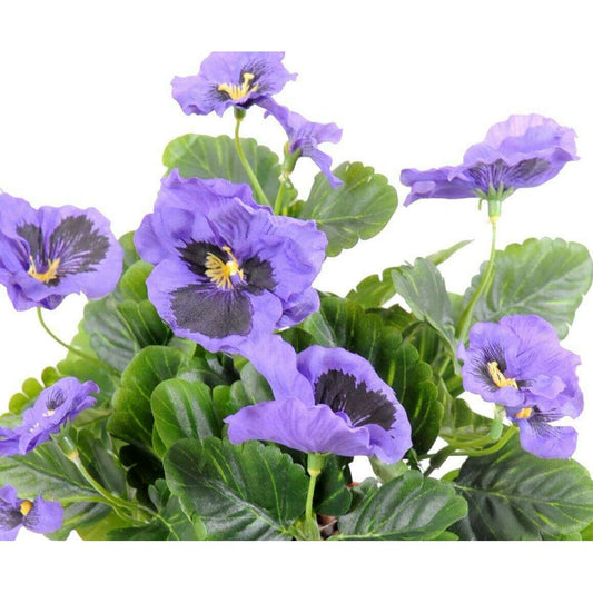 Fleur artificielle Pensée - plante d'intérieur en piquet - H.26cm violet