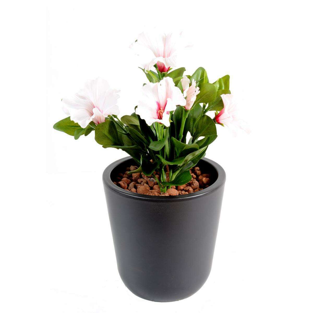Fleur artificielle Petunia 4 fleurs - plante d'intérieur en piquet - H.25cm blanc rose L3