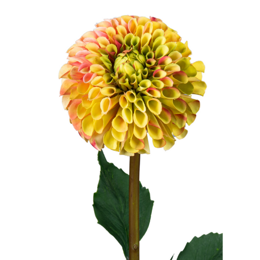 Fleur artificielle tige de Dahlia - composition florale - H.96cm jaune