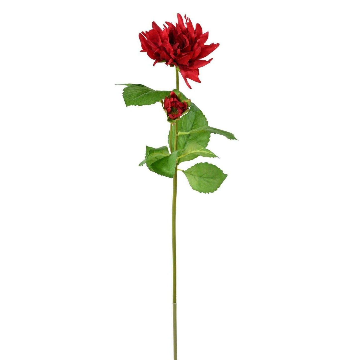 Fleur coupée artificielle Dahlia - 1 fleur 1 bouton - H.75cm rouge