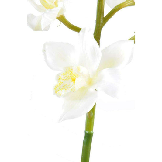 Fleur coupée Orchidée Cymbidium - création bouquet artificiel - H.100cm blanc