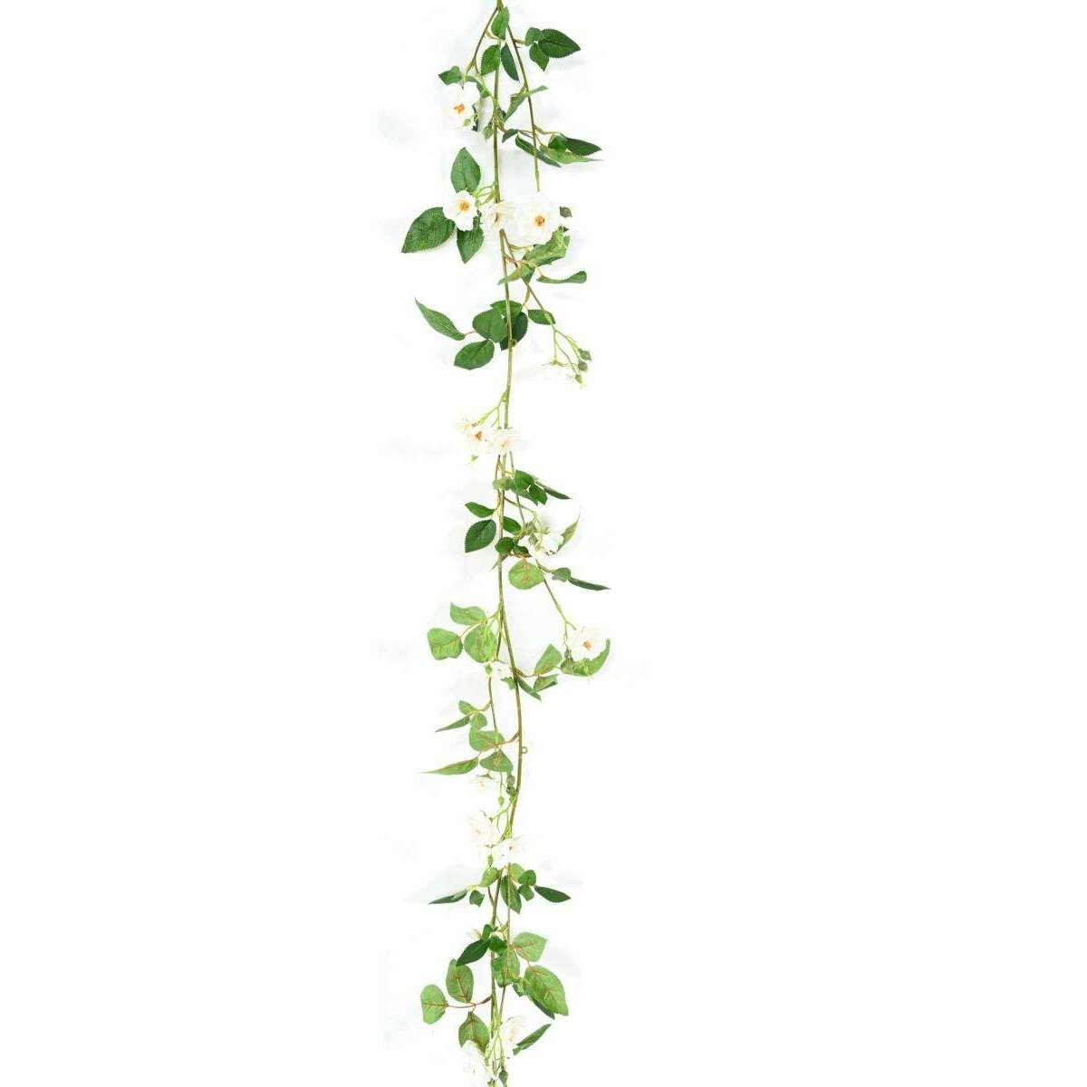 Fleurs artificielles Guirlande de rose mini - décoration d'intérieur - H.180cm blanc