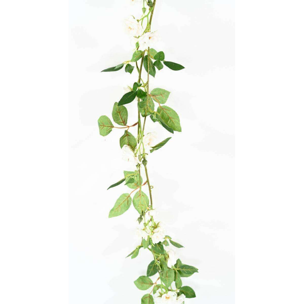 Fleurs artificielles Guirlande de rose mini - décoration d'intérieur - H.180cm blanc