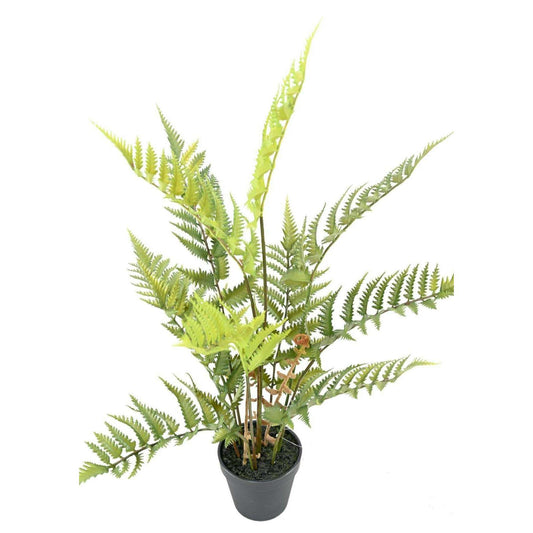Fougère artificielle des bois en pot - plante d'intérieur - H.65cm vert