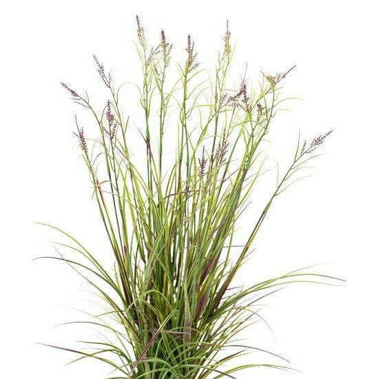 Graminée artificielle Acorus fleuri en pot - plante d'extérieur - H.70cm vert violet - V