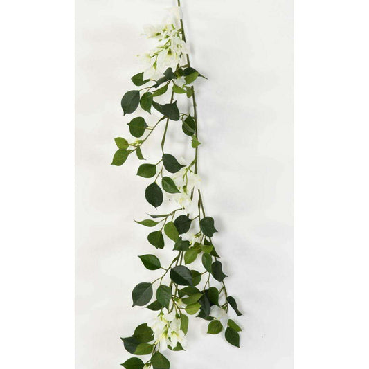 Guirlande artificielle bougainvillier en fleur - intérieur - H.110cm blanc