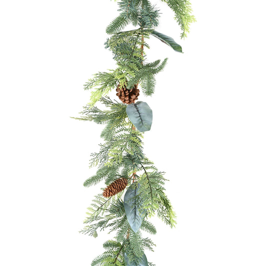 Guirlande artificielle de Noël 6 pommes de pin - déco intérieur - H.180cm