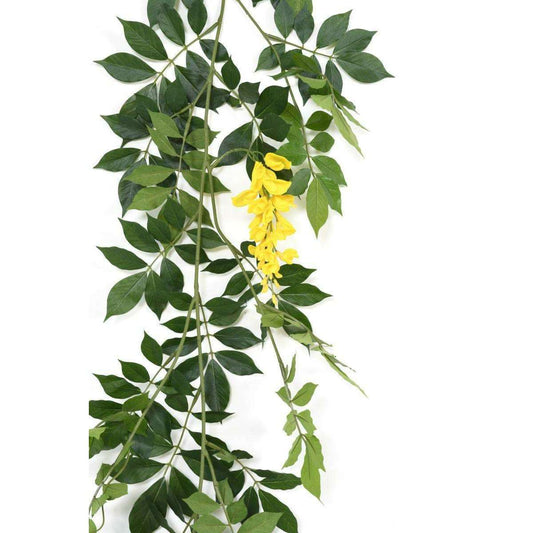 Guirlande artificielle Glycine - feuillage pour intérieur - H.180cm jaune