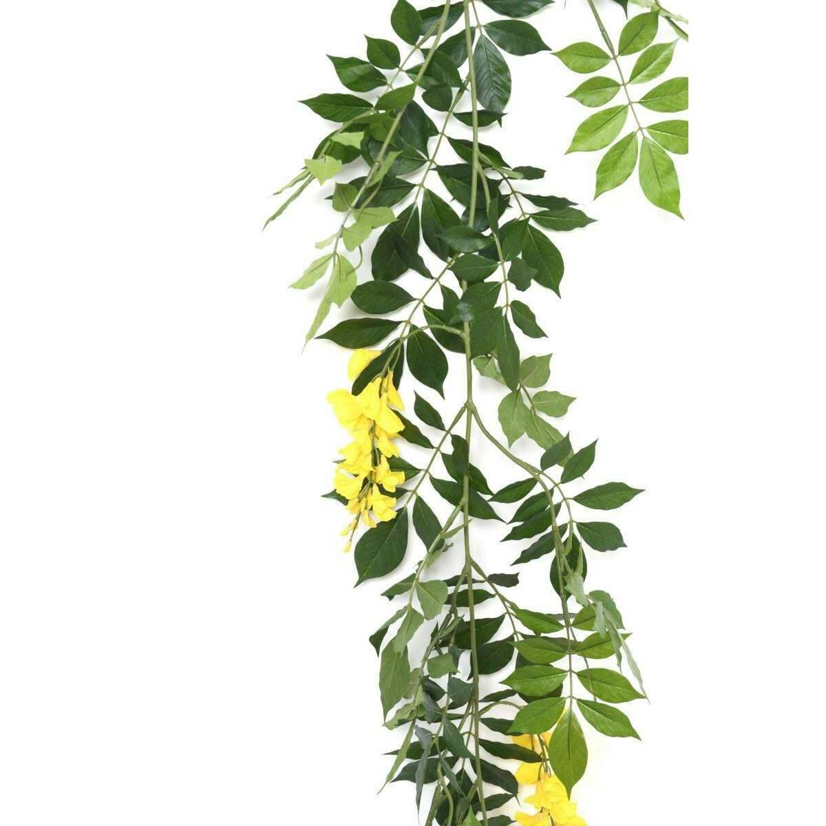 Guirlande artificielle Glycine - feuillage pour intérieur - H.180cm jaune