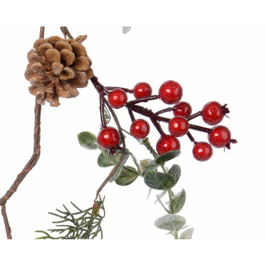 Guirlande artificielle pailletée avec baies rouges et pommes de pin - déco noël - H.125cm