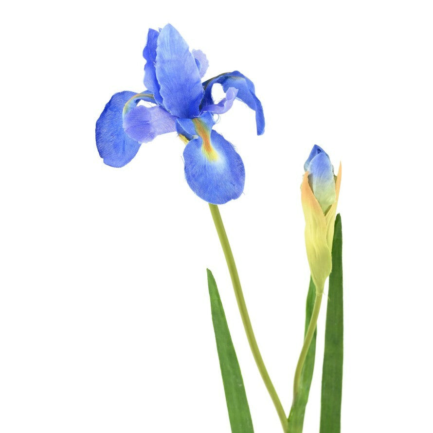 Fleur artificielle iris 1 fleur 2 boutons - décoration d'intérieur - H. 60cm bleue