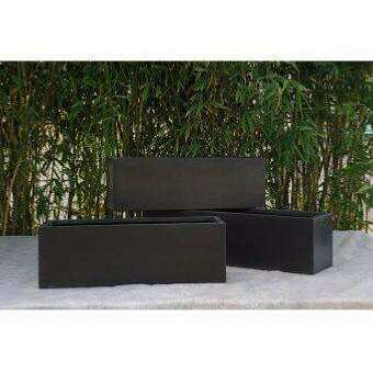 Jardinière Balconnière intérieur / extérieur L.80x20cm noir Fiberstone