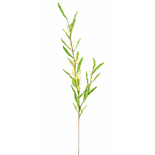 Fleur artificielle branche de Mimosa - création florale intérieur - H.90cm jaune
