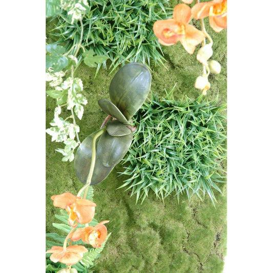 Mur végétal artificiel Orchidée Fougère - décoration murale - 88x40cm vert jaune