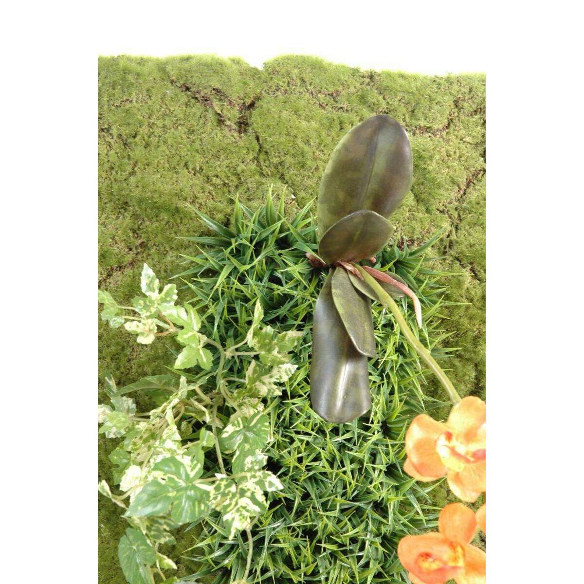 Mur végétal artificiel Orchidée Fougère - décoration murale - 88x40cm vert jaune