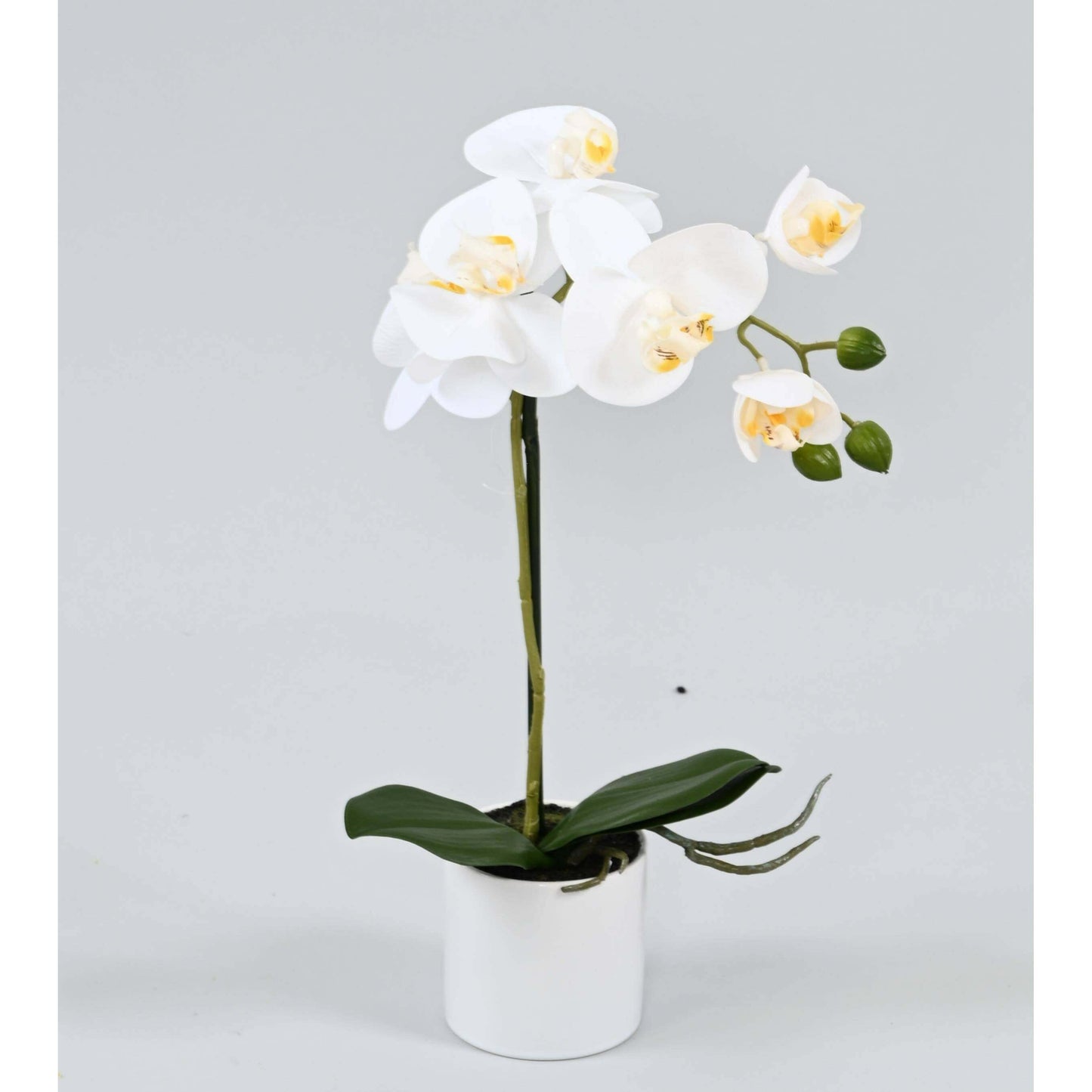 Orchidée Phalaenopsis artificielle en pot blanc - plante d'intérieur - H.39cm - O5