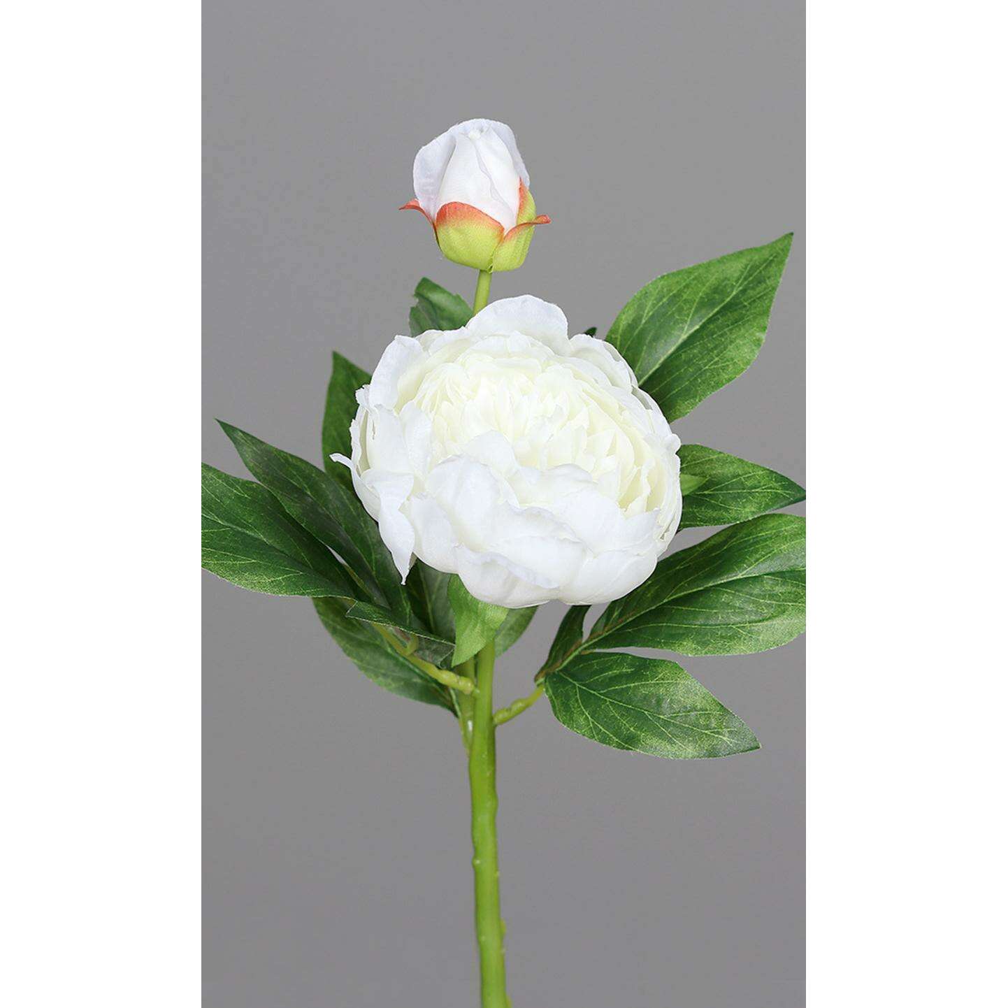 Pivoine artificielle 1 fleur 1 bouton - création de bouquet - H.36cm blanc