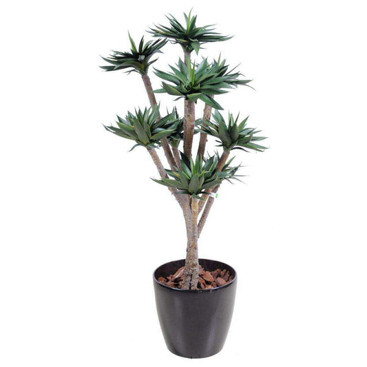 Plante artificielle Agave 9 têtes - succulente pour intérieur - H.105cm vert