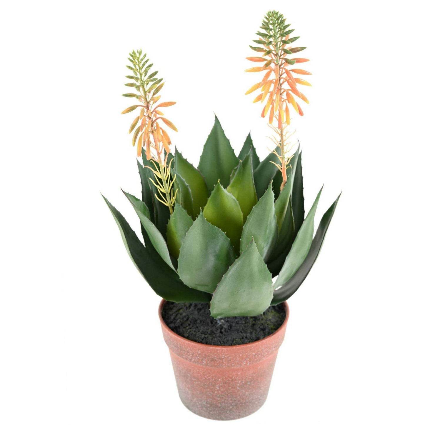 Plante artificielle Agave fleurie en pot - cactus artificiel intérieur - H.50cm vert N1