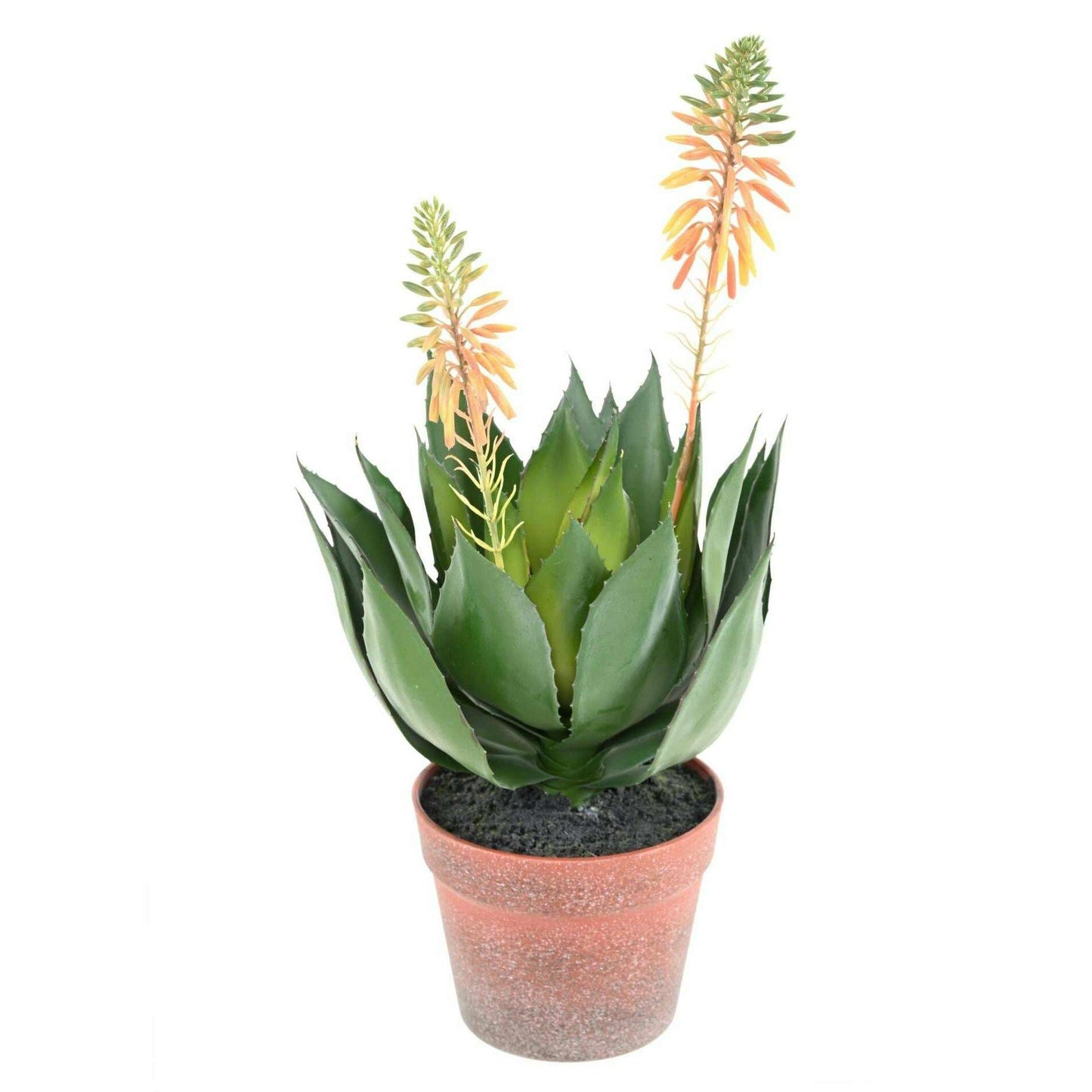 Plante artificielle Agave fleurie en pot - cactus artificiel intérieur - H.50cm vert