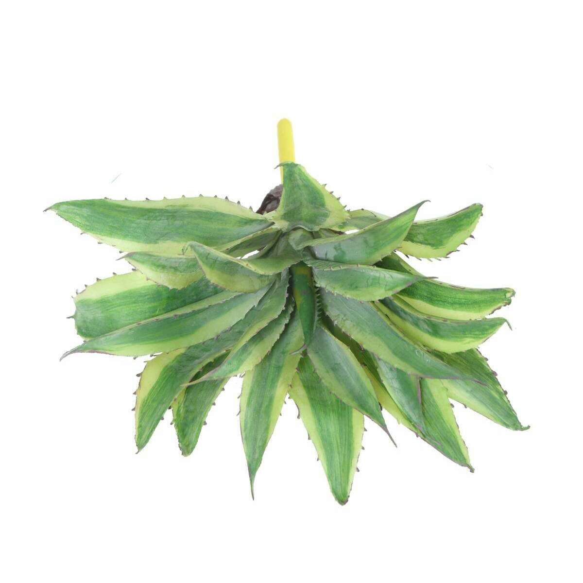Plante artificielle Aloe en piquet - cactus artificiel intérieur - H.27cm vert jaune