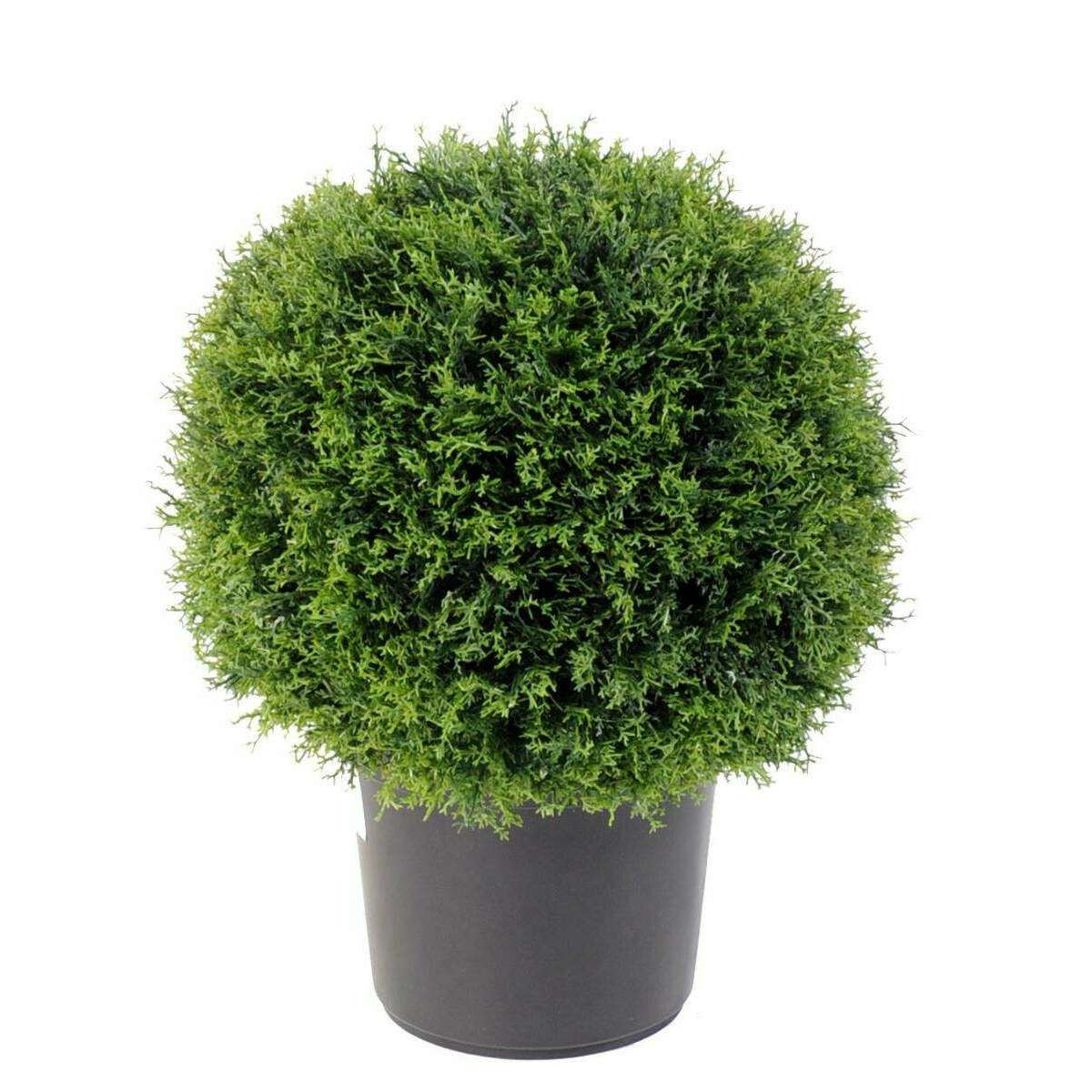 Plante artificielle Cyprès boule en pot - intérieur extérieur - H.55cm vert