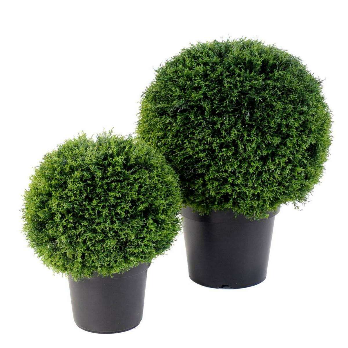 Plante artificielle Cyprès boule en pot - intérieur extérieur - H.55cm vert