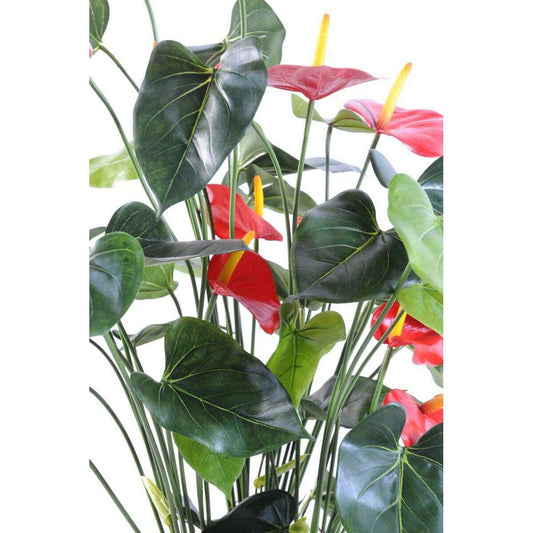 Plante artificielle fleurie Anthurium en pot - décoration d'intérieur - H.78cm rouge