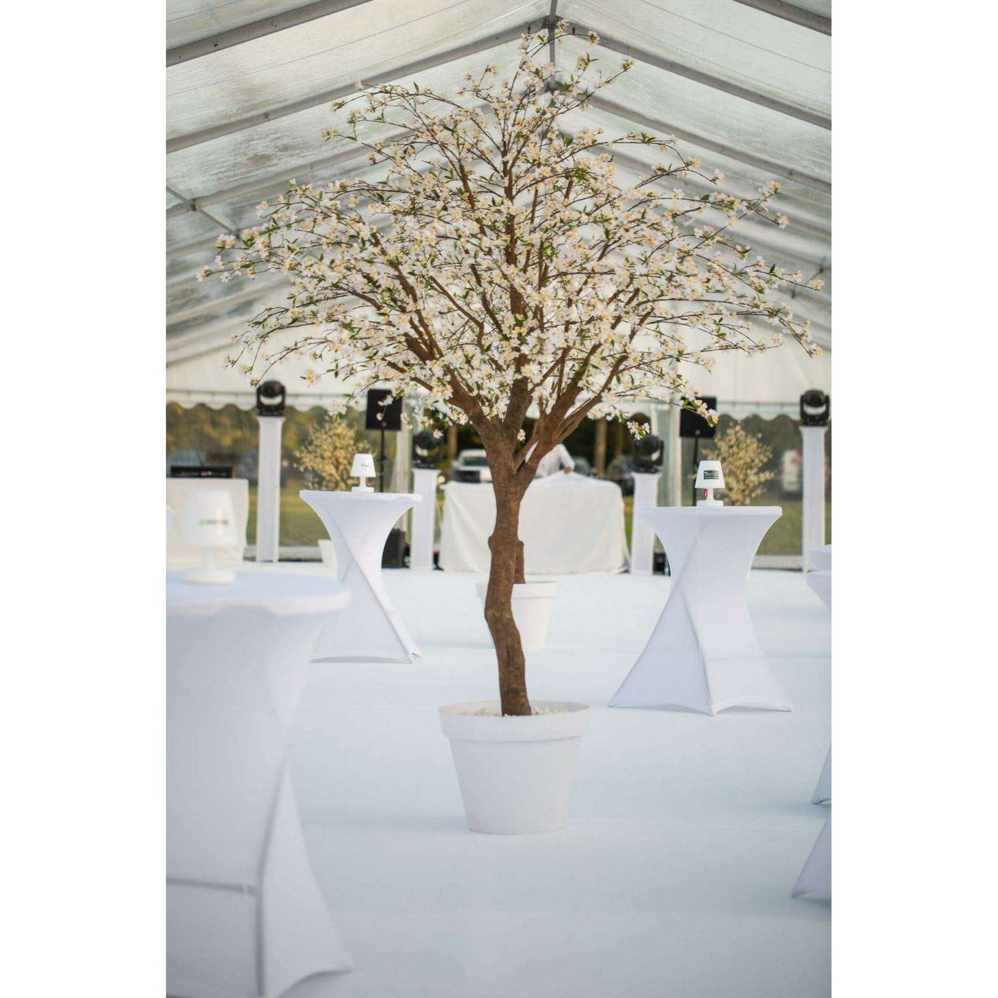 Plante artificielle fleurie Cerisier new large - intérieur - H.280cm blanc